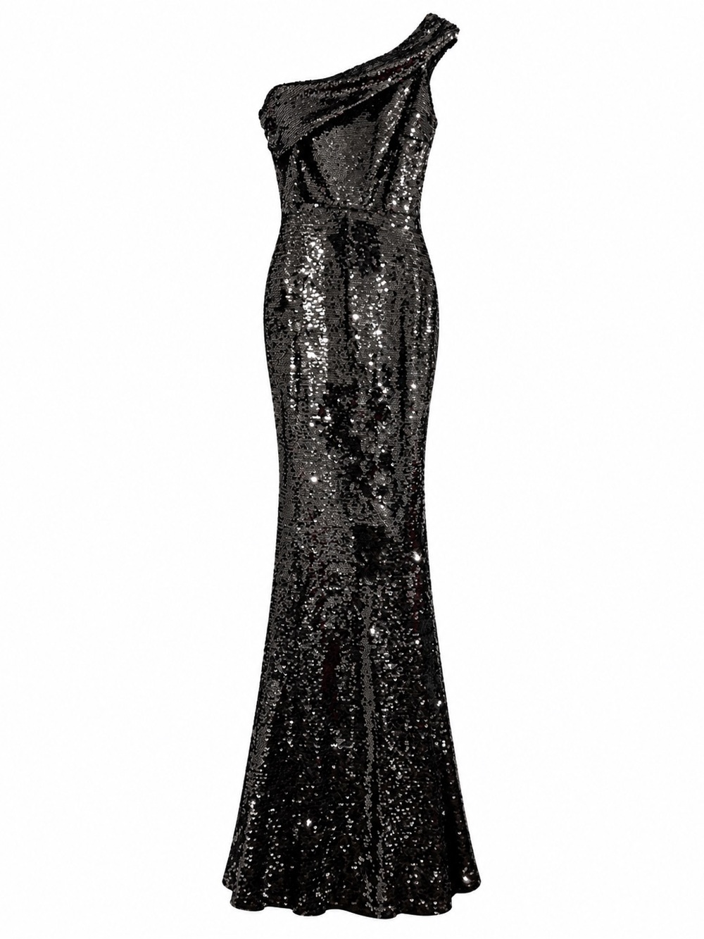 Windsor Black Sequin One Shoulder Mermaid Formal Gown XS NWT